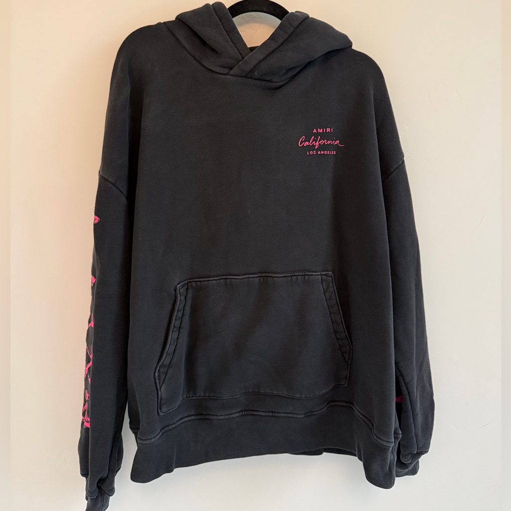 Black Amiri Pink Bones Hoodie